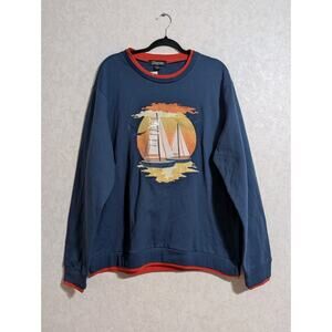 NWT Cracker Barrel Sailboat (2XL) XXLarge Embroidered Fleece Blue Sweatshirt
